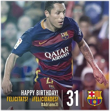 «Барселона» поздравила Адриано с днем рождения