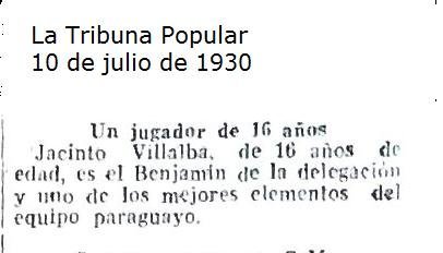 Хасинто Вильяльба — самый юный футболист, когда-либо включённый в состав команды на турнирах Кубка мира