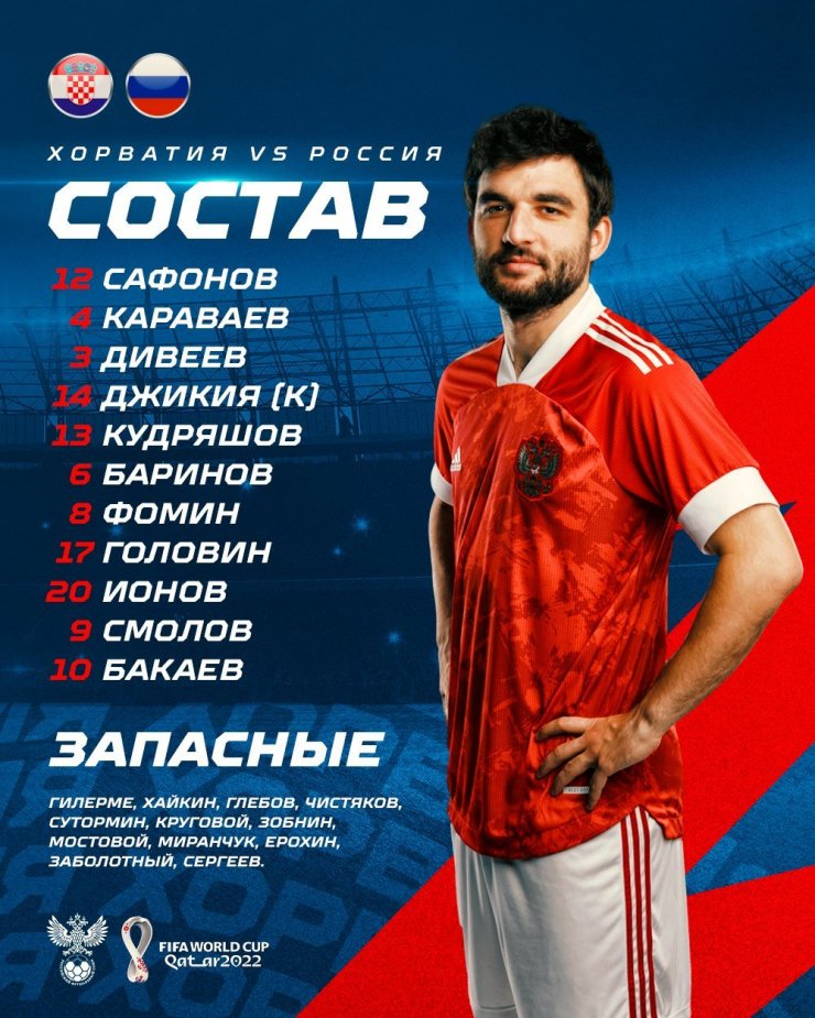 Джикия — капитан сборной России в матче против сборной Хорватии