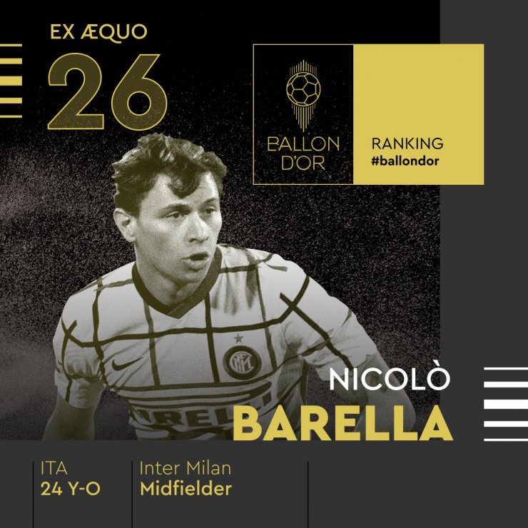 Барелла, Морено и Диаш — на 26-м месте в списке номинантов на «Золотой мяч»