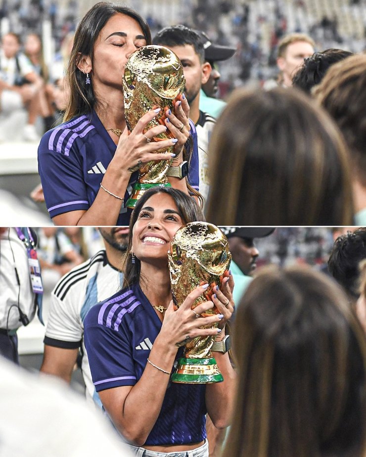 Жена Месси обняла и поцеловала Кубок мира
