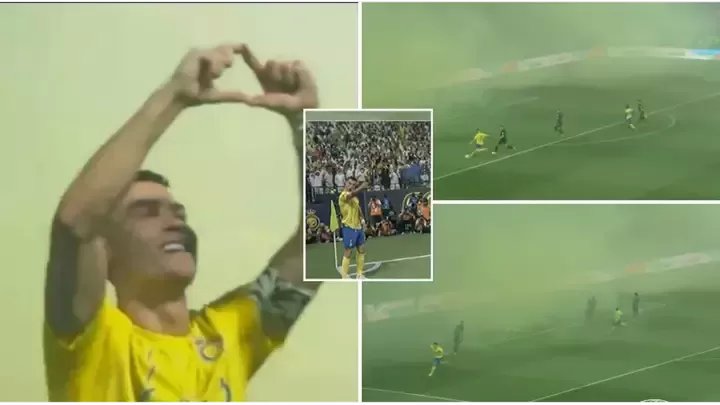 Дым, окутавший ворота соперника, не помешал Роналду забить гол