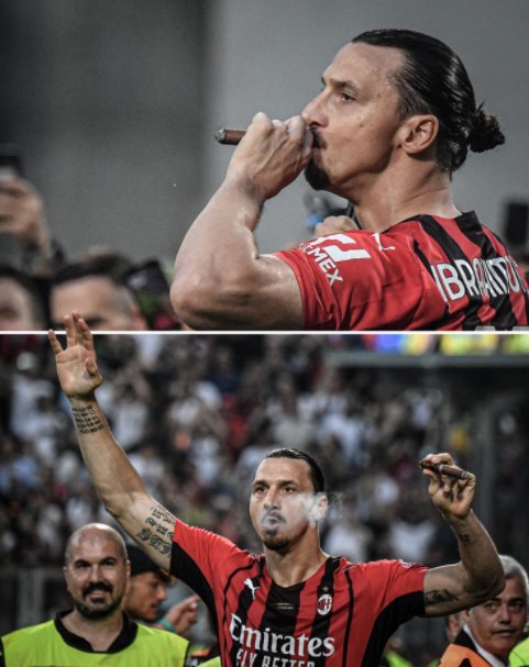 Ибрагимович закурил сигару на поле, празднуя победу «Милана» в Серии А