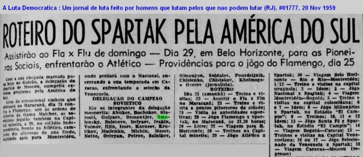 Турне московского «Спартака» в Южную Америку в 1959 начиналось в Бразилии. Кто был в делегации? Кого бразильская пресса называла «русским Гарринчей»? Был ли в составе Моцарт?