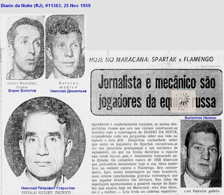 Турне московского «Спартака» в Южную Америку в 1959 начиналось в Бразилии. Кто был в делегации? Кого бразильская пресса называла «русским Гарринчей»? Был ли в составе Моцарт?