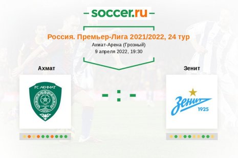 Ахмат — Зенит. Прогноз на матч российской Премьер-Лиги, 24 тур (09.04.2022)