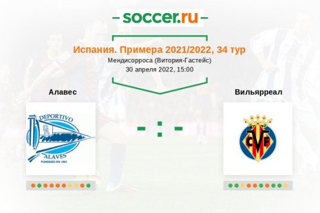 Алавес — Вильярреал. Прогноз на матч испанской Примеры, 34 тур (30.04.2022)