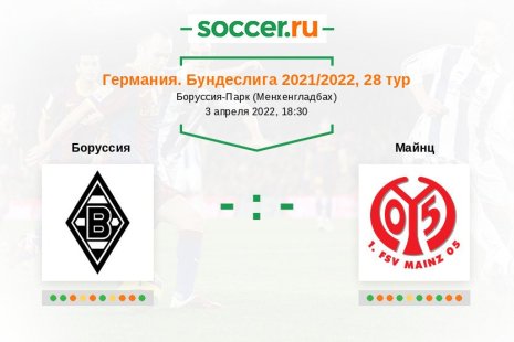 Боруссия — Майнц. Прогноз на матч немецкой Бундеслиги, 28 тур (03.04.2022)