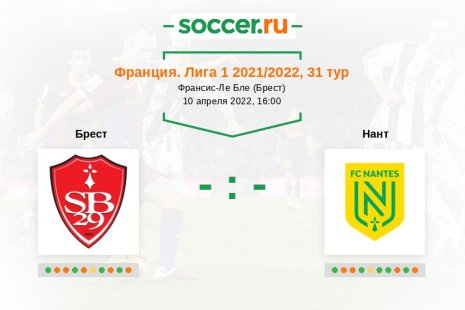 Брест — Нант. Прогноз на матч французской Лиги 1, 31 тур (10.04.2022)