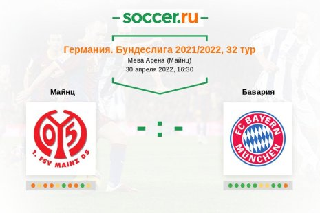 Майнц — Бавария. Прогноз на матч немецкой Бундеслиги, 32 тур (30.04.2022)