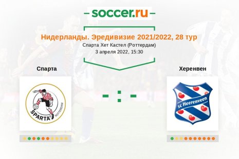 «Спарта» — «Херенвен». Прогноз на матч нидерландской Эредивизи, 28 тур (03.04.2022)